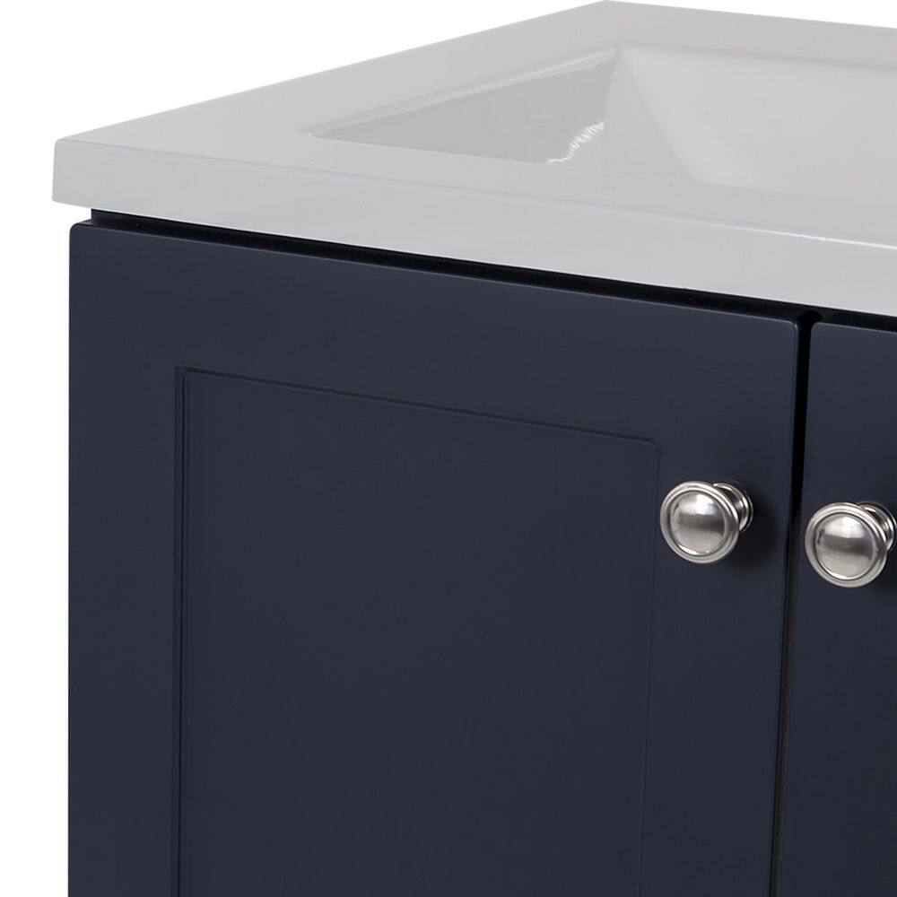 Glacier Bay Lancaster 36.25 in. W x 18.75 in. D Shaker Bath Vanity in Deep Blue with White Cultured Marble Top B36X20320