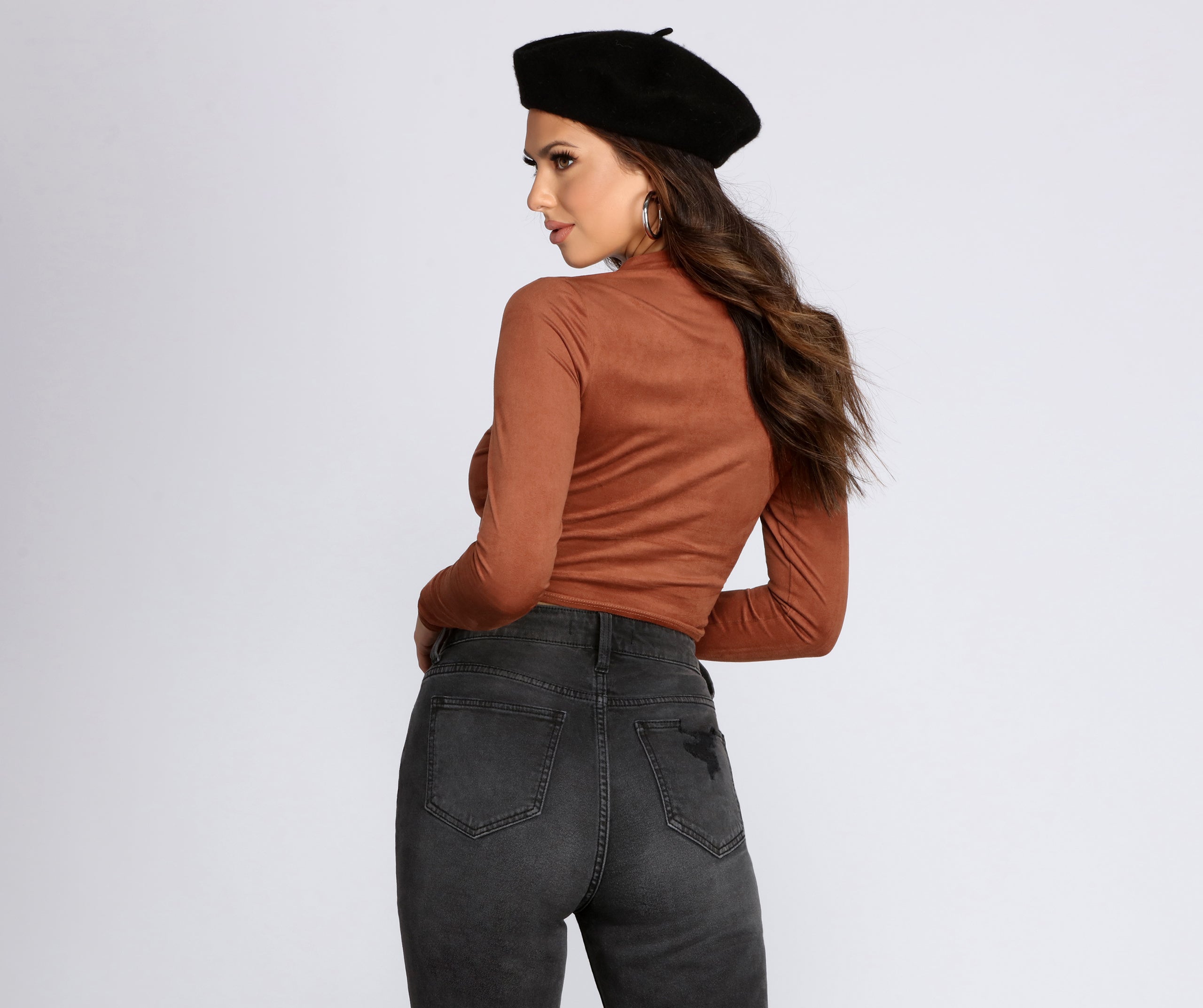 Chic Faux Suede Crop Top