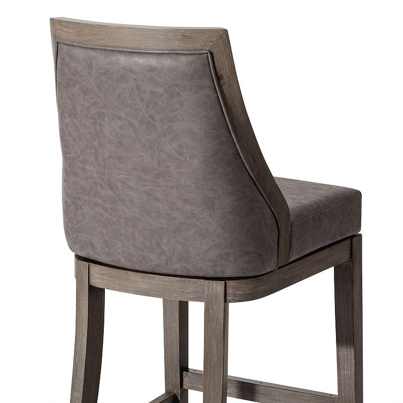 Maven Lane Vienna Bar Stool In Reclaimed Oak Finish W/ Ronan Stone Vegan Leather