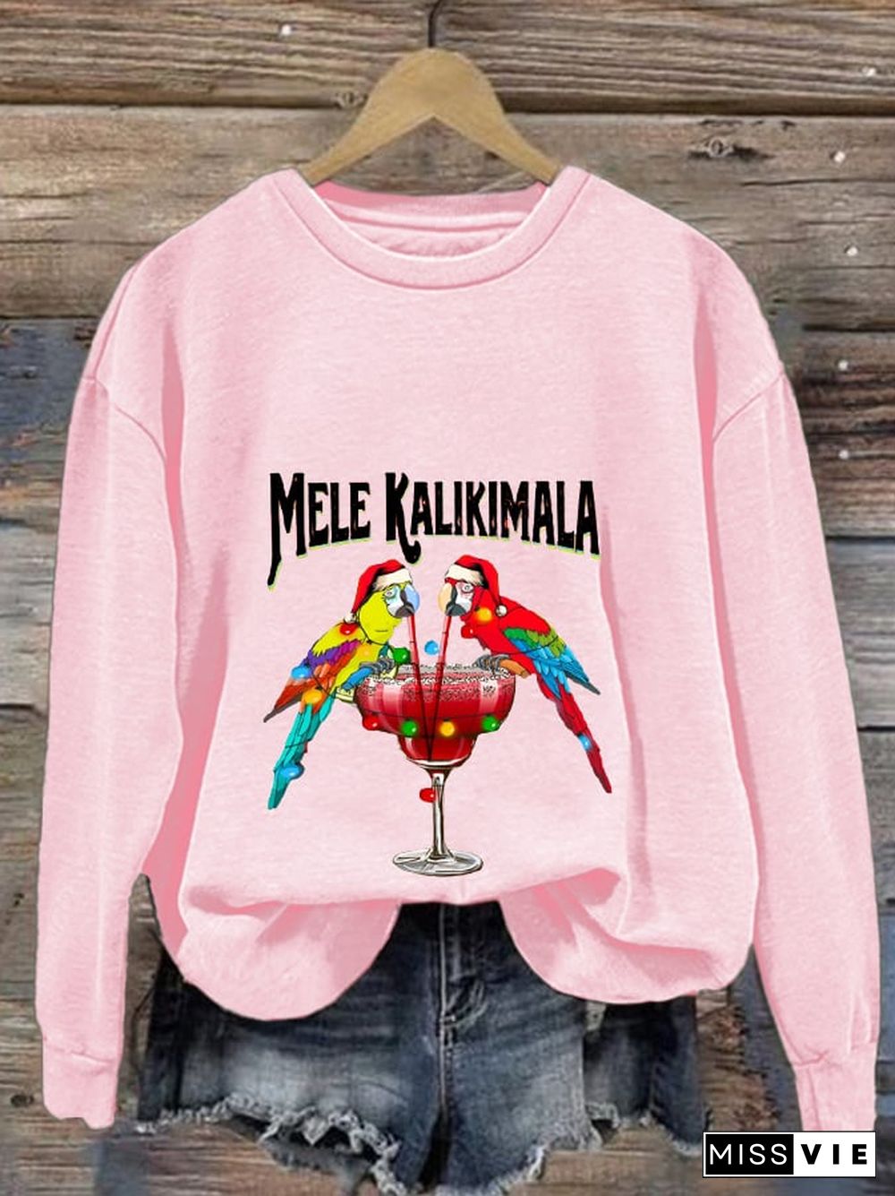 Women's Christmas Mele Kalikimaka Print Casual Sweatshirt