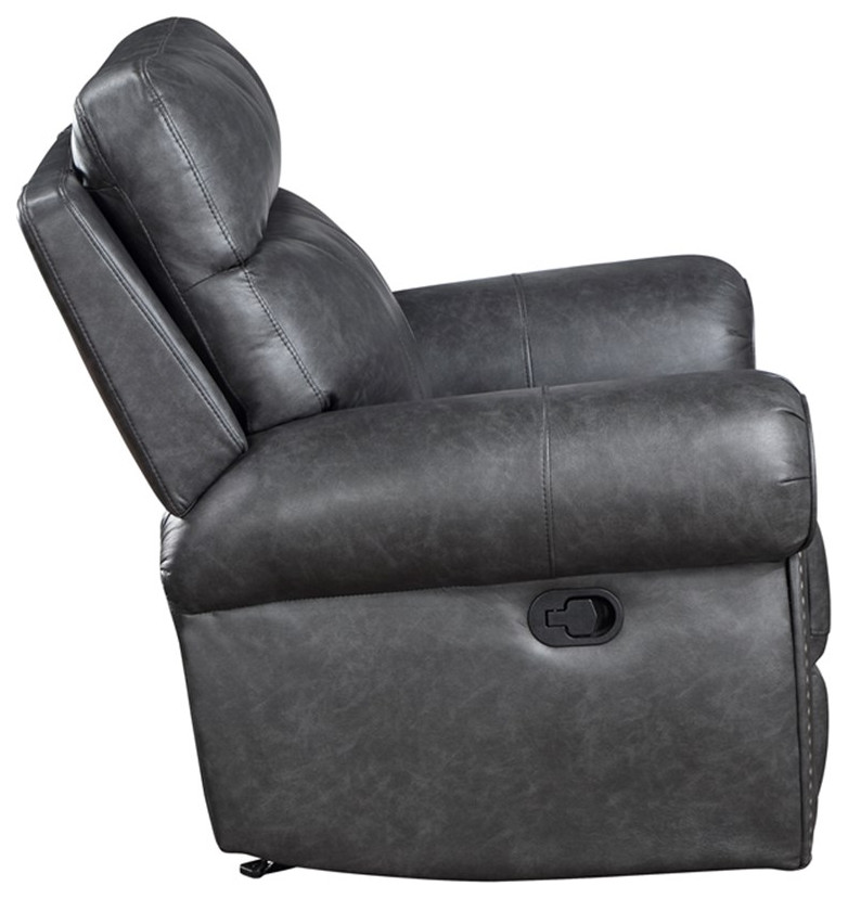 Lexicon Granville Brethable Faux Leather Glider Reclining Chair in Gray   Contemporary   Recliner Chairs   by Homesquare  Houzz