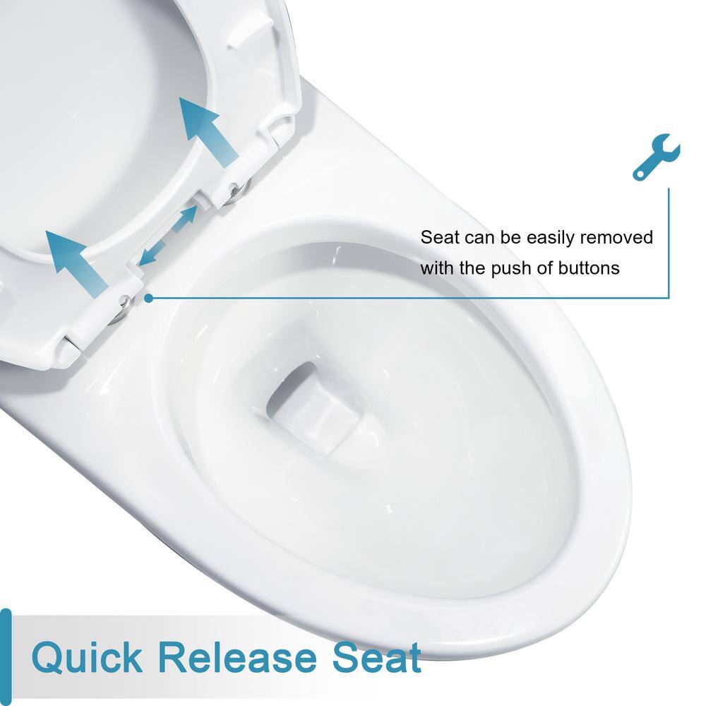 HOROW 1-piece 0.81.28 GPF Dual Flush Elongated Toilet in White with Seat Included HR-0037