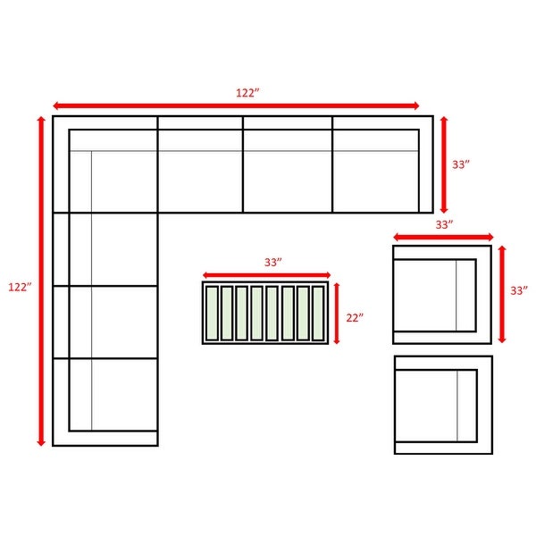 10 Piece Sectional Seating Group with Cushions - Overstock - 27901266