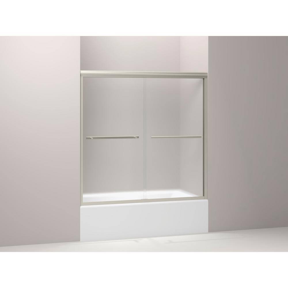 KOHLER Gradient 59-58 in. x 58-116 in. Semi-Frameless Sliding Tub Door in Matte Nickel K-709062-D3-MX