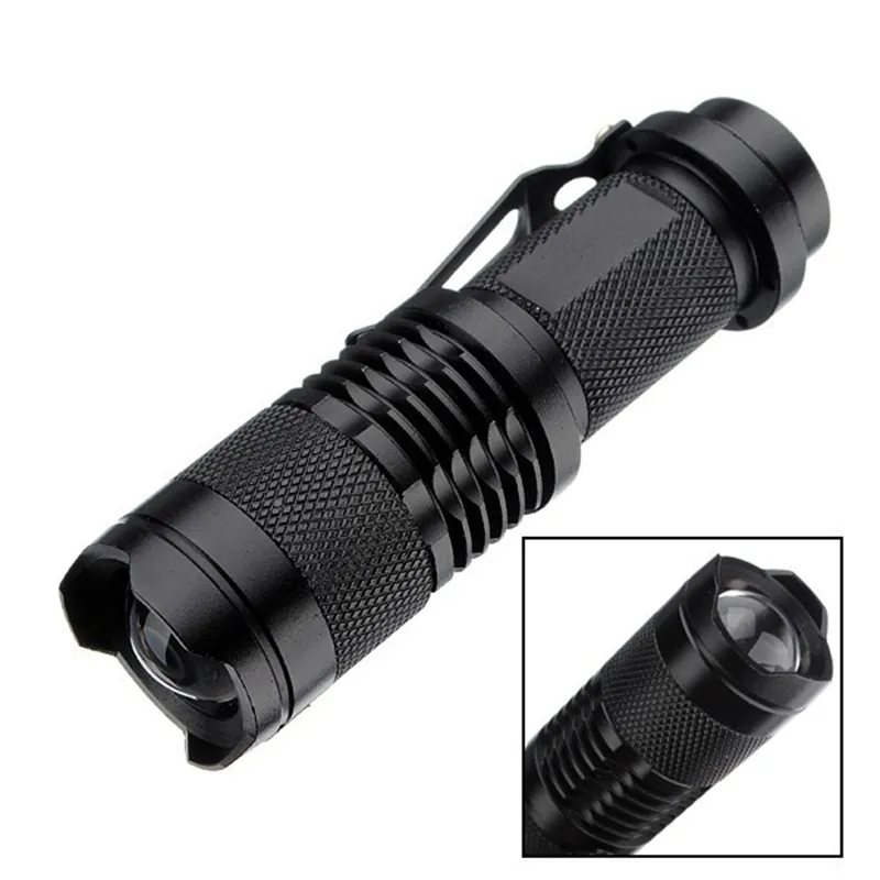 Factory 3 Modes Mini Q5 LED Flashlight Torch Adjustable Focus Zoomable Light For Camping