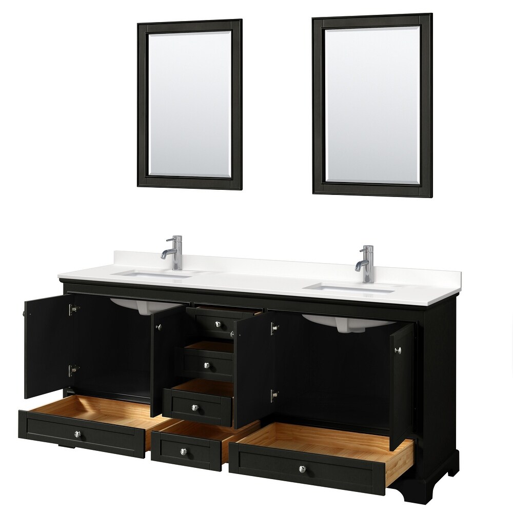 Deborah 80 inch Double Vanity  Quartz Top  24 inch Mirrors