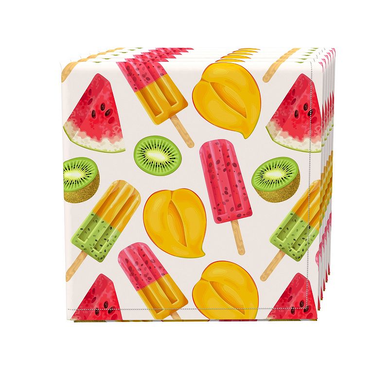 Napkin Set， 100% Polyester， Set of 4， 18x18， Summer Fruit Pops