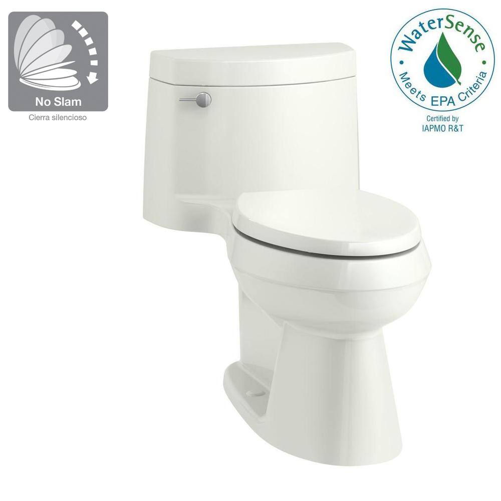 KOHLER Cimarron 1-piece 1.28 GPF Single Flush Elongated Toilet in Dune Seat Included K-3619-NY