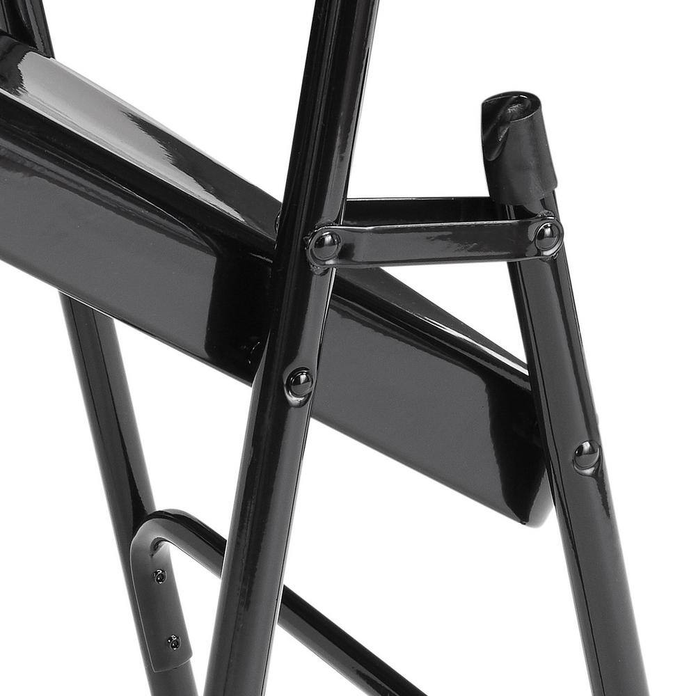 National Public Seating Black Metal Stackable Folding Chair (Set of 4) 310