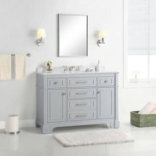 Home Decorators Collection Melpark 48 in. W x 22 in. D x 34.5 in. H Bath Vanity in Dove Gray with White Cultured Marble Top Melpark 48G