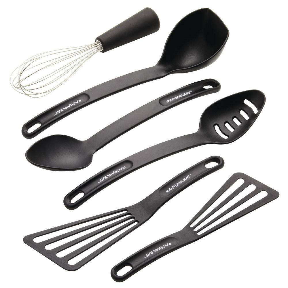 Rachael Ray 6-Piece Black Tools and Gadgets Kitchen Utensil Set 48354