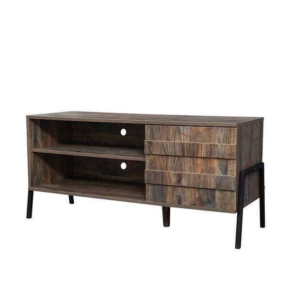 TV Stand Wooden Media Cabinet with LED Lights - 21