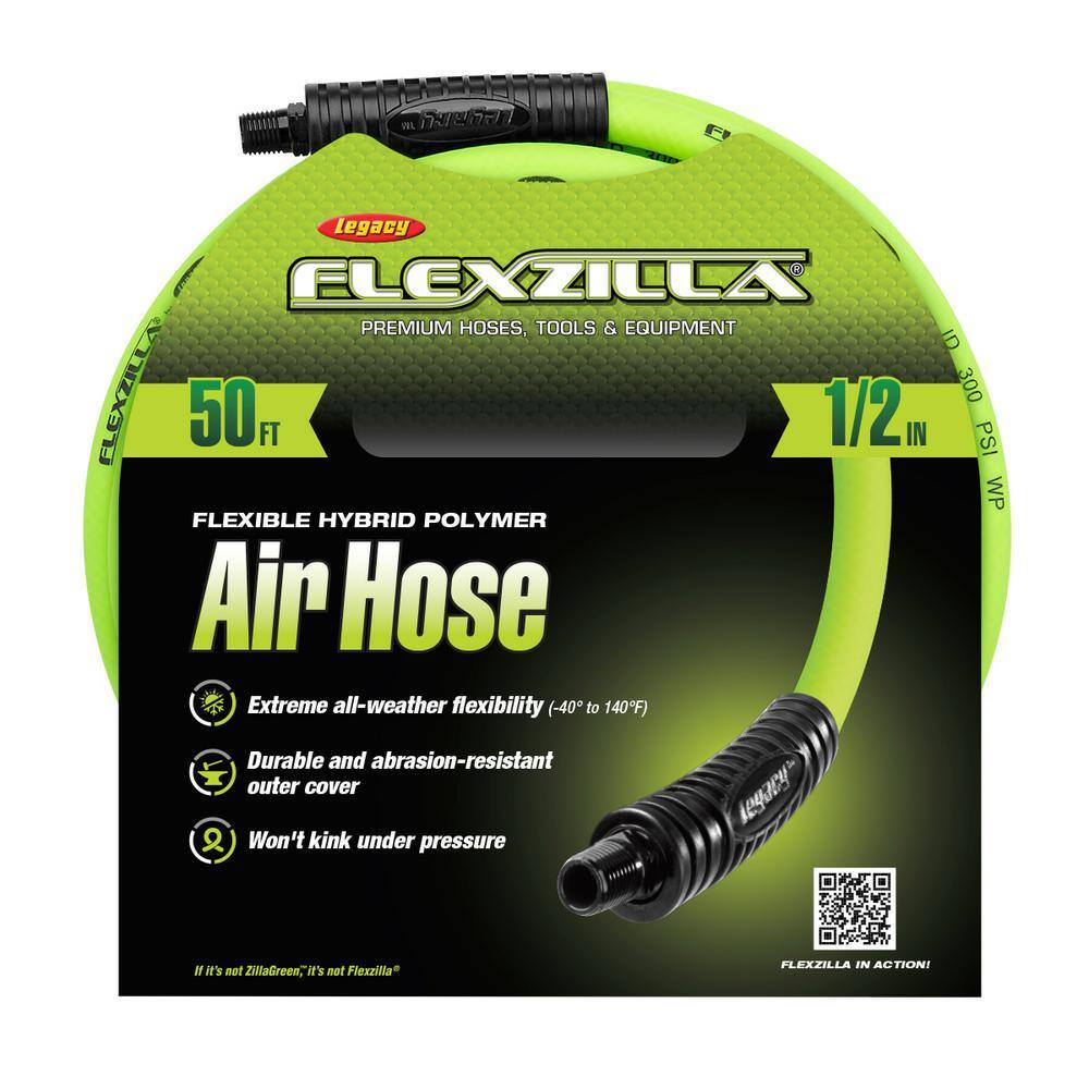 Flexzilla 12 in. x 50 ft. Air Hose with 38 in. MNPT Fittings HFZ1250YW3