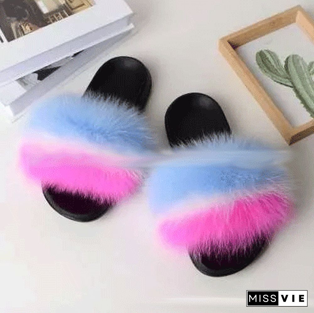 Furry Slippers Flat Half-drag Slippers