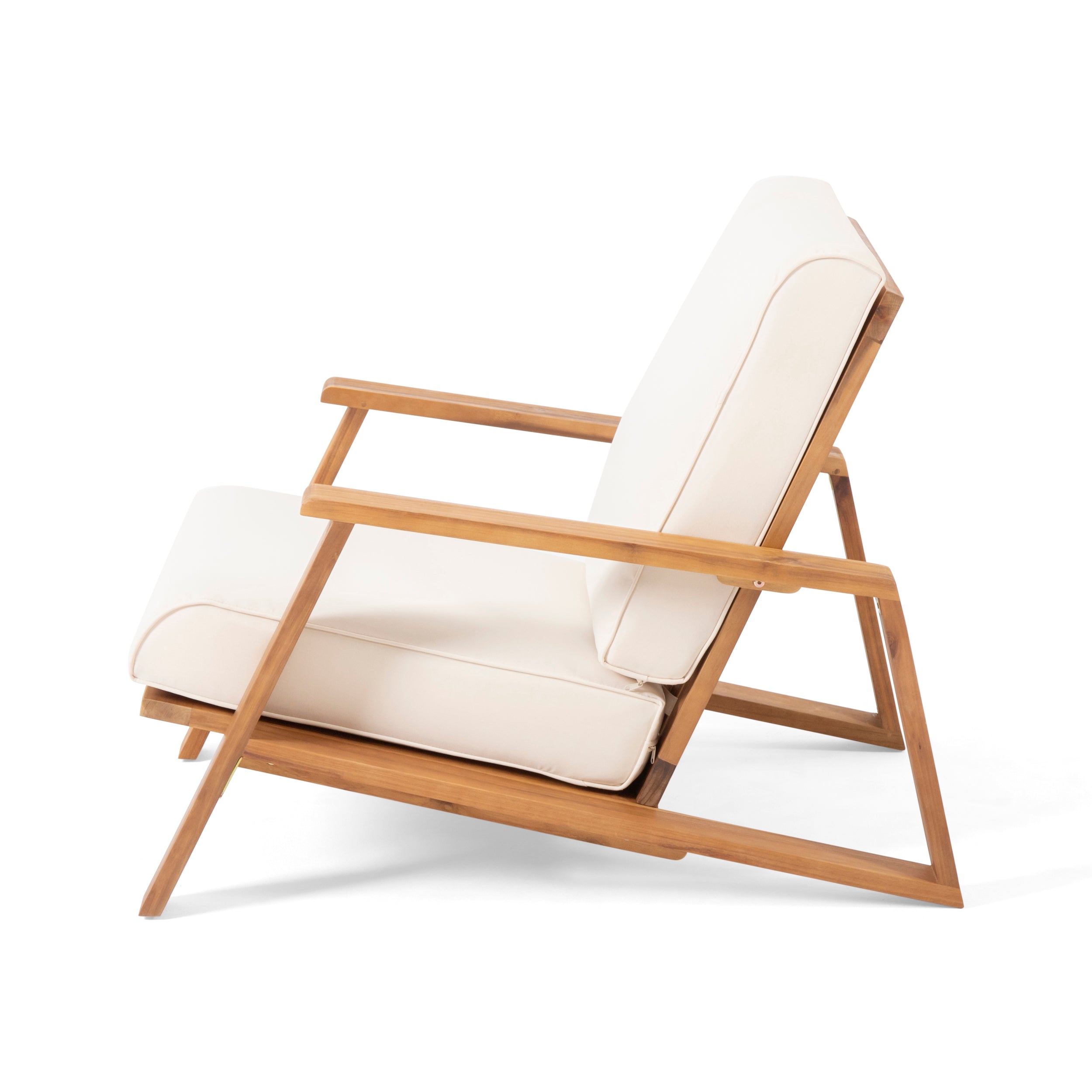 Youssef Outdoor Acacia Wood Club Chair with Cushion