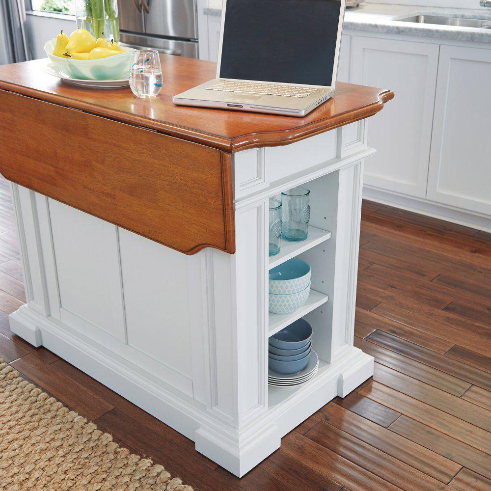 HOMESTYLES Americana White Kitchen Island with Seating 5002-948