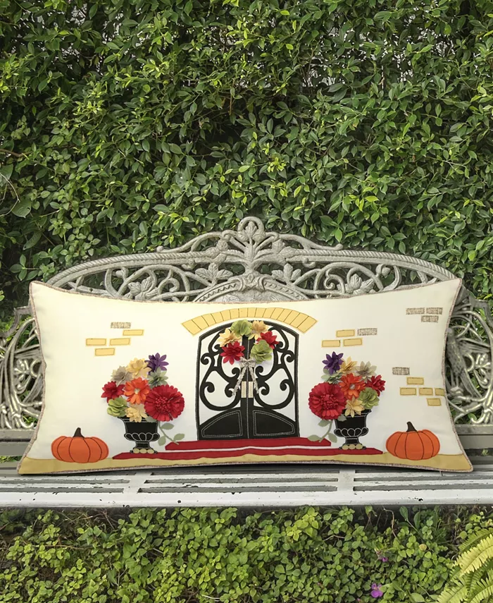 Edie@Home Indoor Outdoor Harvest Welcome Home Decorative Pillow， 28 x 14