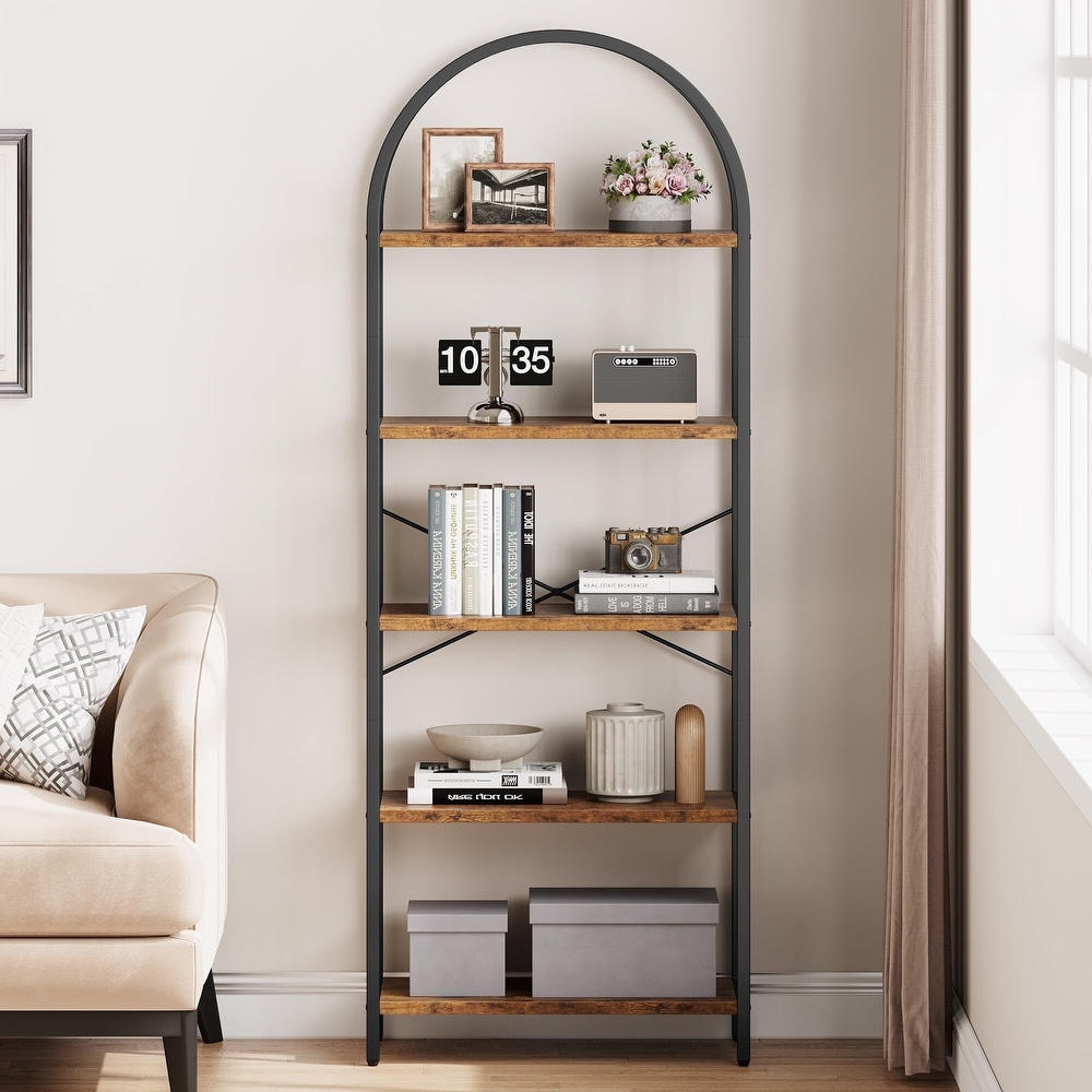 5 Tier Bookcase Arched Display Racks