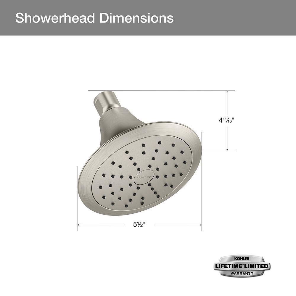 KOHLER Forte 1-Spray 5.5 in. Single Wall Mount Fixed Shower Head in Vibrant Brushed Nickel R10282-G-BN