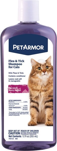 PetArmor Coconut Berry Scented Flea and Tick Shampoo for Cats， 12-oz bottle