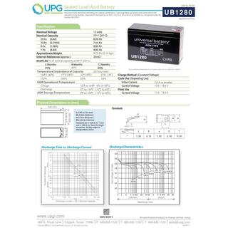 UPG 12-Volt 8 Ah F2 Terminal Sealed Lead Acid (SLA) AGM Rechargeable Battery UB1280