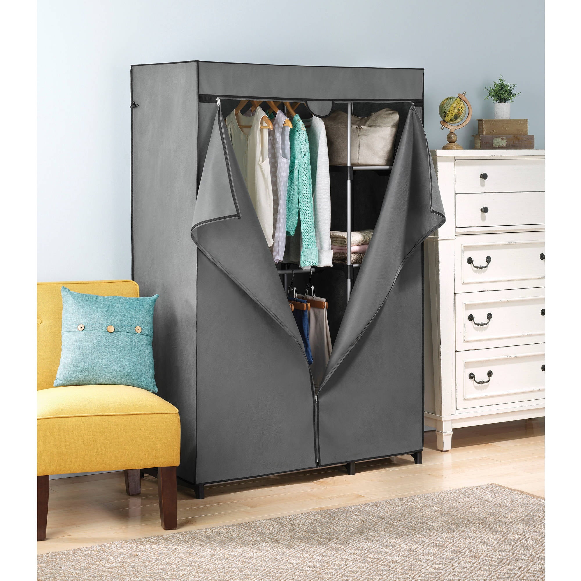 Cover Only for Whitmor 6779-3044 Double Rod Closet (not included) - Heavy Duty Zipper - Gray