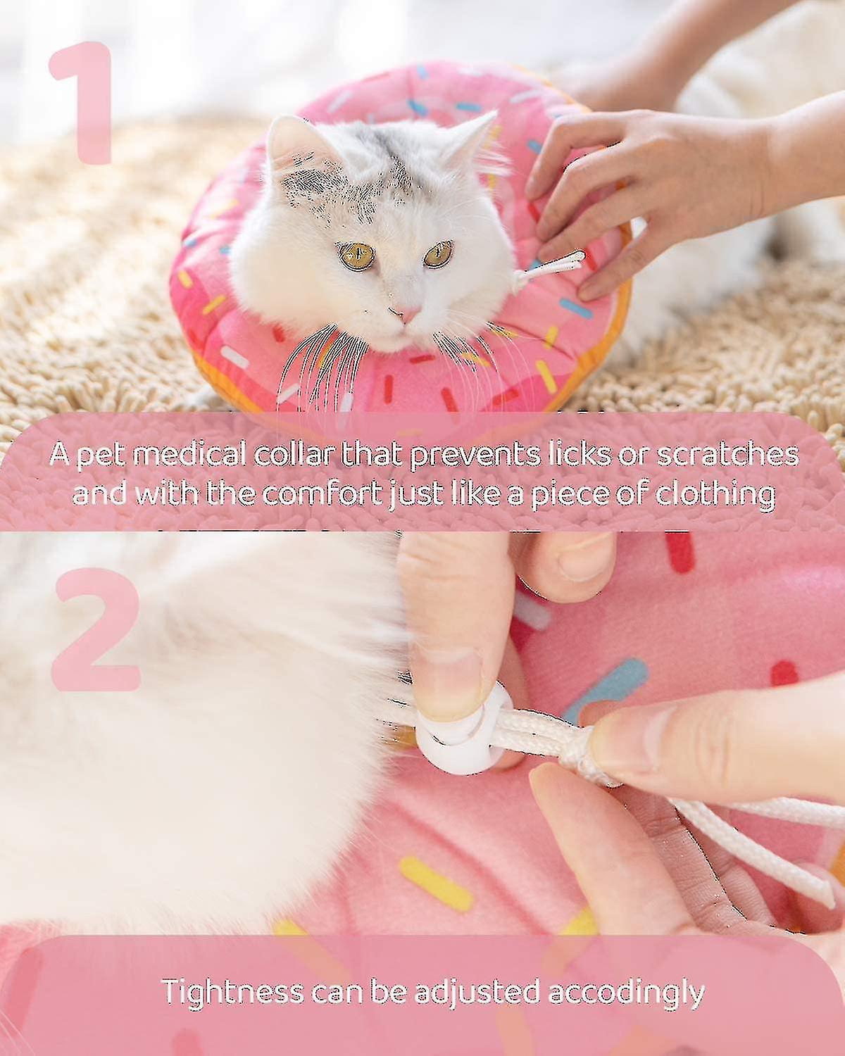 Adjustable Cat Recovery Collar， Cute Cat Donut Collar， Soft Cone Collars For Cat， Wound Healing Prot