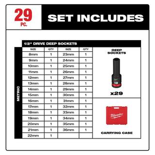 MW SHOCKWAVE 12 in. Drive Metric 6 Point Impact Socket Set (29-Piece) 49-66-7015