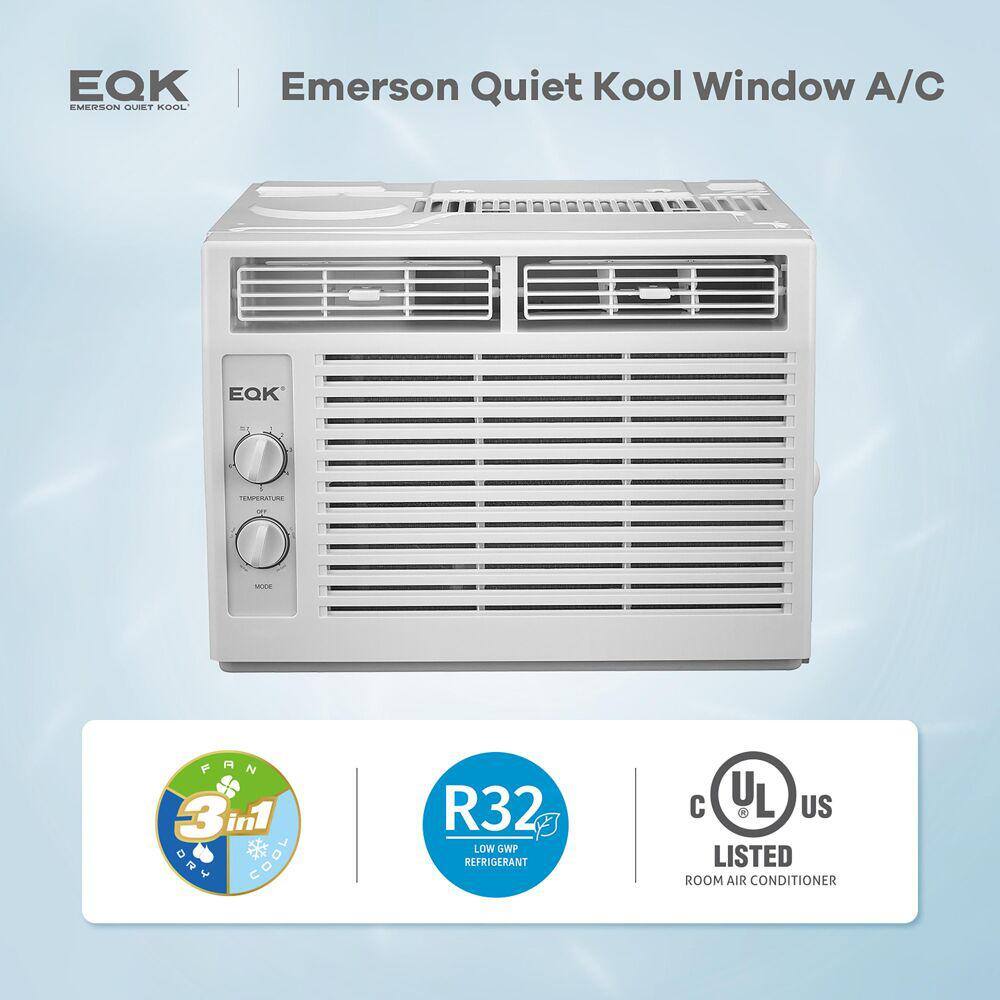 EQK 5000 BTU 115V Window AC with Mechanical Controls Rooms up to 150 Sq. Ft. Quiet Operation Auto-Restart Washable Filter EARC5MD1