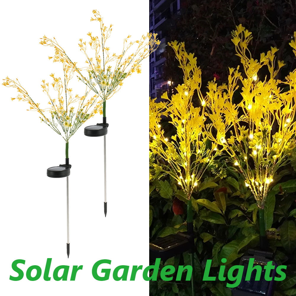 Willstar 2 Pieces Solar Garden Lights， Solar Flowers Rape Flower， Solar Powered IP65 Waterproof Fiber Optic Solar for Patio， Yard， Pathway， Party Garden Decorative Stake Light， Garden Flowers Lights