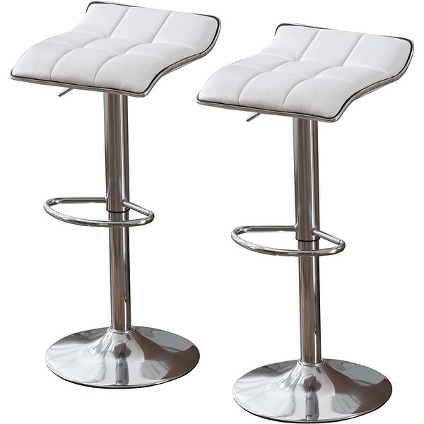 Bar Stools Set of 2 Square Backless Adjustable Tall Stools Pu Leather