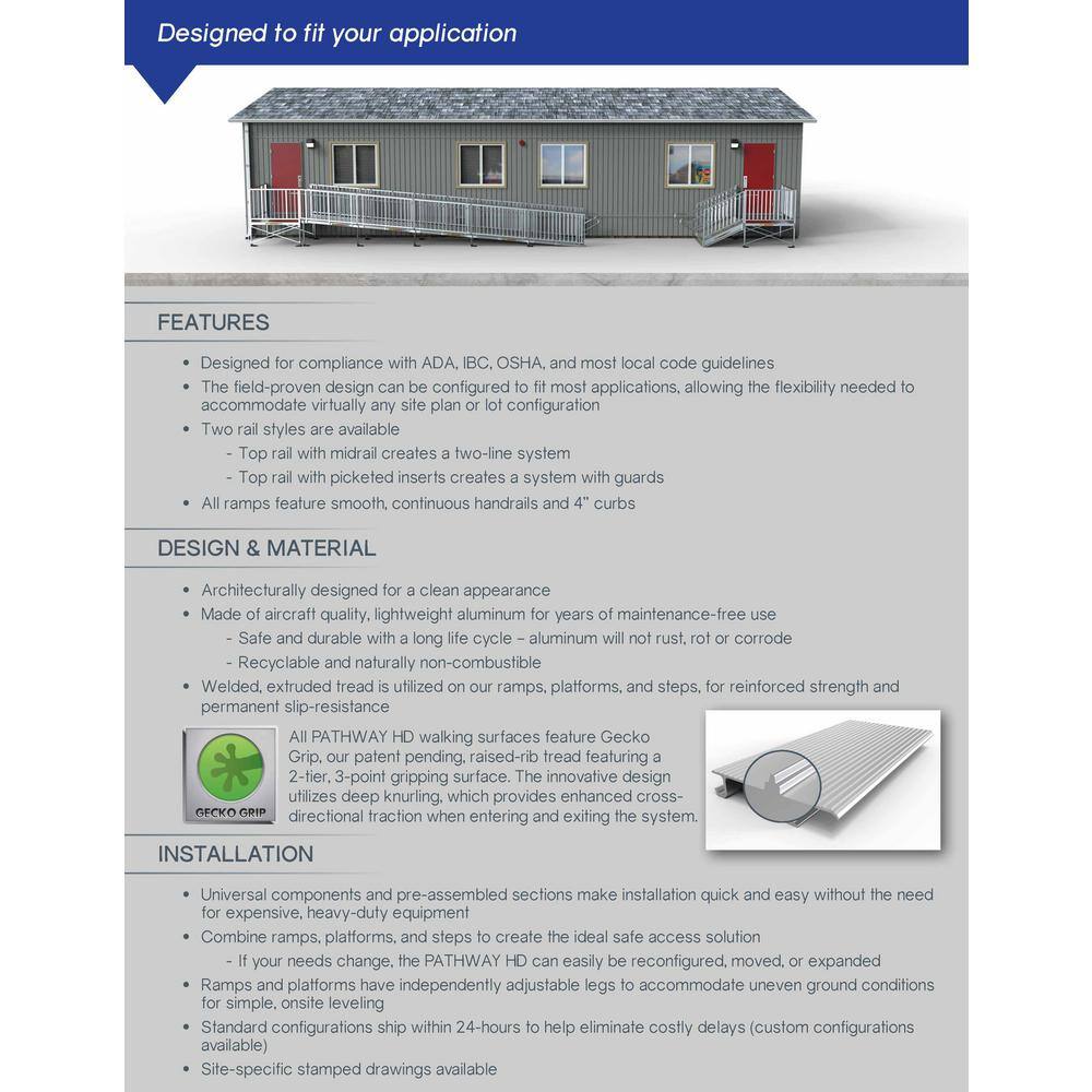 EZ-ACCESS PATHWAY HD 10 ft. Aluminum Code Compliant Modular Wheelchair Ramp System PHD S1048G