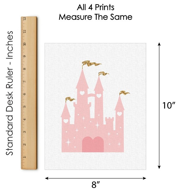 Big Dot Of Happiness Little Princess Crown Unframed Pink amp Gold Castle Nursery And Kids Room Linen Paper Wall Art Set Of 4 Artisms 8 X 10 Inches