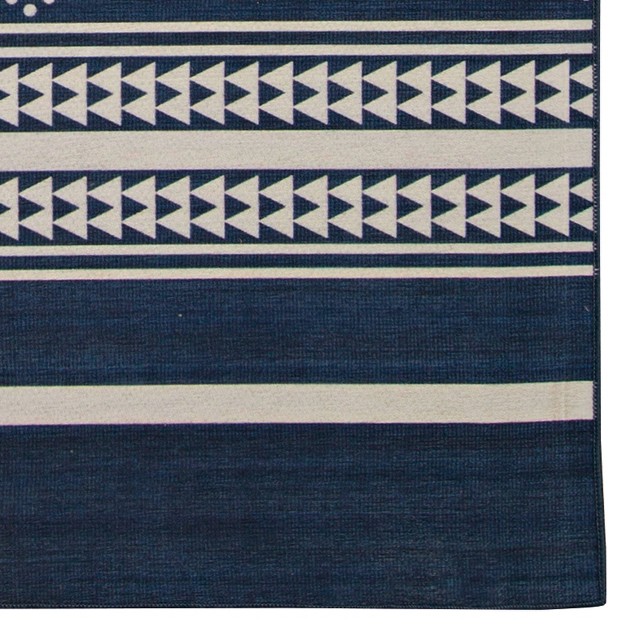 Lyerly Washable Outdoor Rug Navy ivory Linon