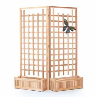 Ejoy 64 in. x 80 in. x 12 in. Solid Wood Garden Trellis with Planter Box TrellisWithPlanter_32x80x12_Combo