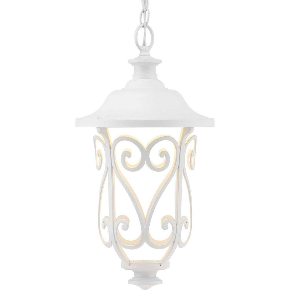 Progress Lighting Leawood LED Collection 1-Light White Transitional Outdoor Hanging Lantern Light P550037-030-30