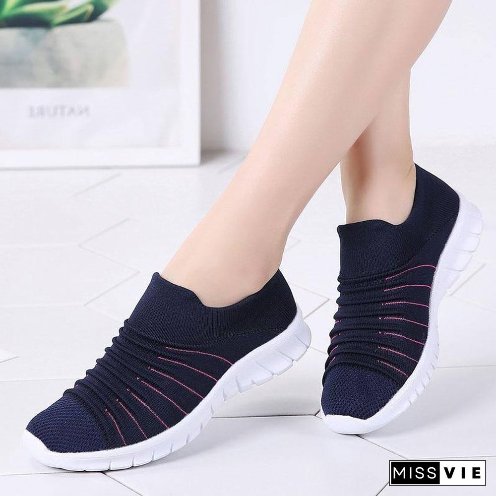 Summer Casual Socks Shoes For Women Fashion Woman Flats Slip On Lightweight Breathable Sneakers Zapatillas Mujer Deportiva