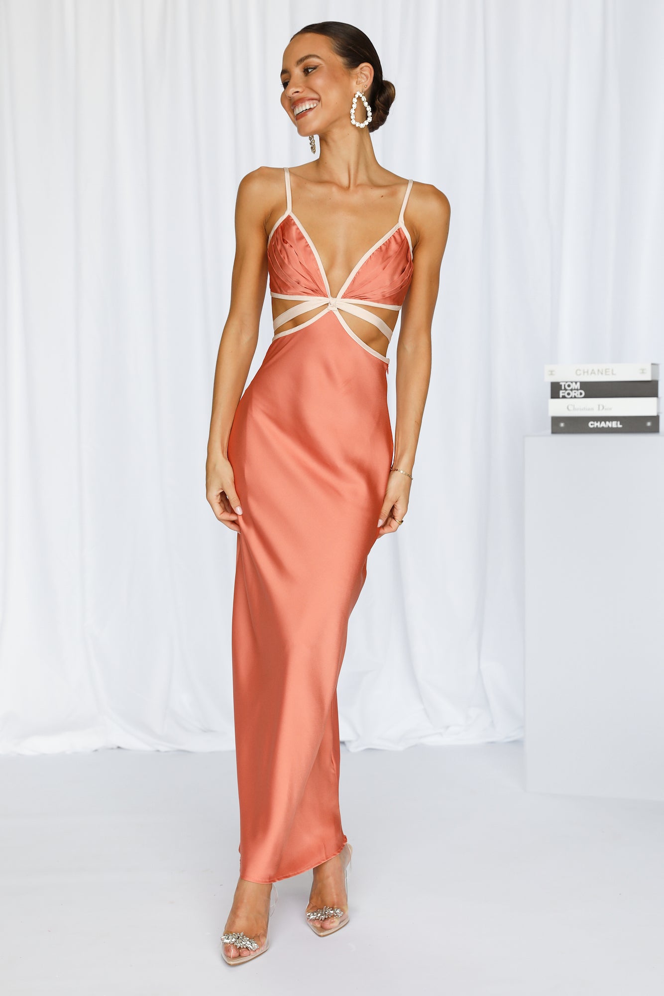 Imaginary Nights Midi Dress Coral