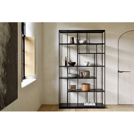 STUDIO ETAGERE TECK 2 PORTES COULISSANTES