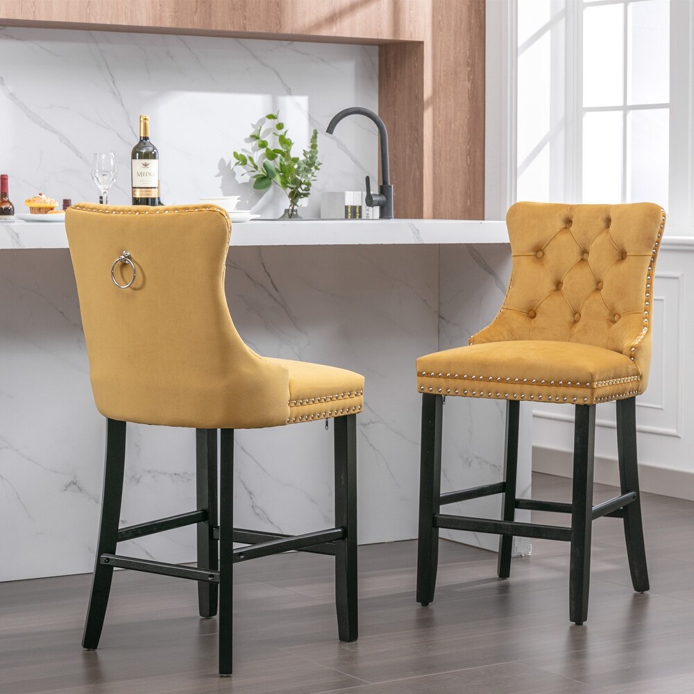 Contemporary Velvet Upholstered Bar stools