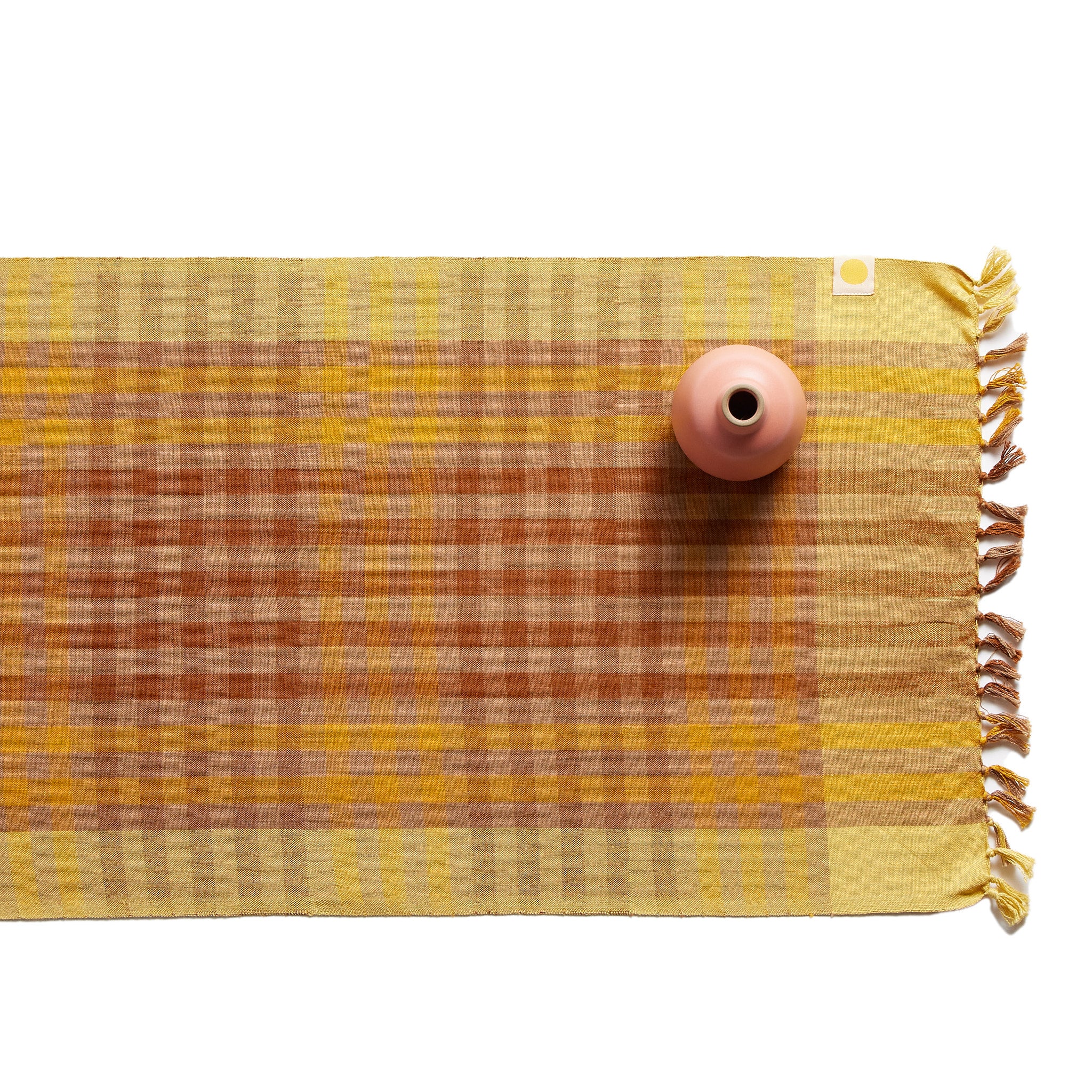 Covington Plaid Table Runner in Brown Butter