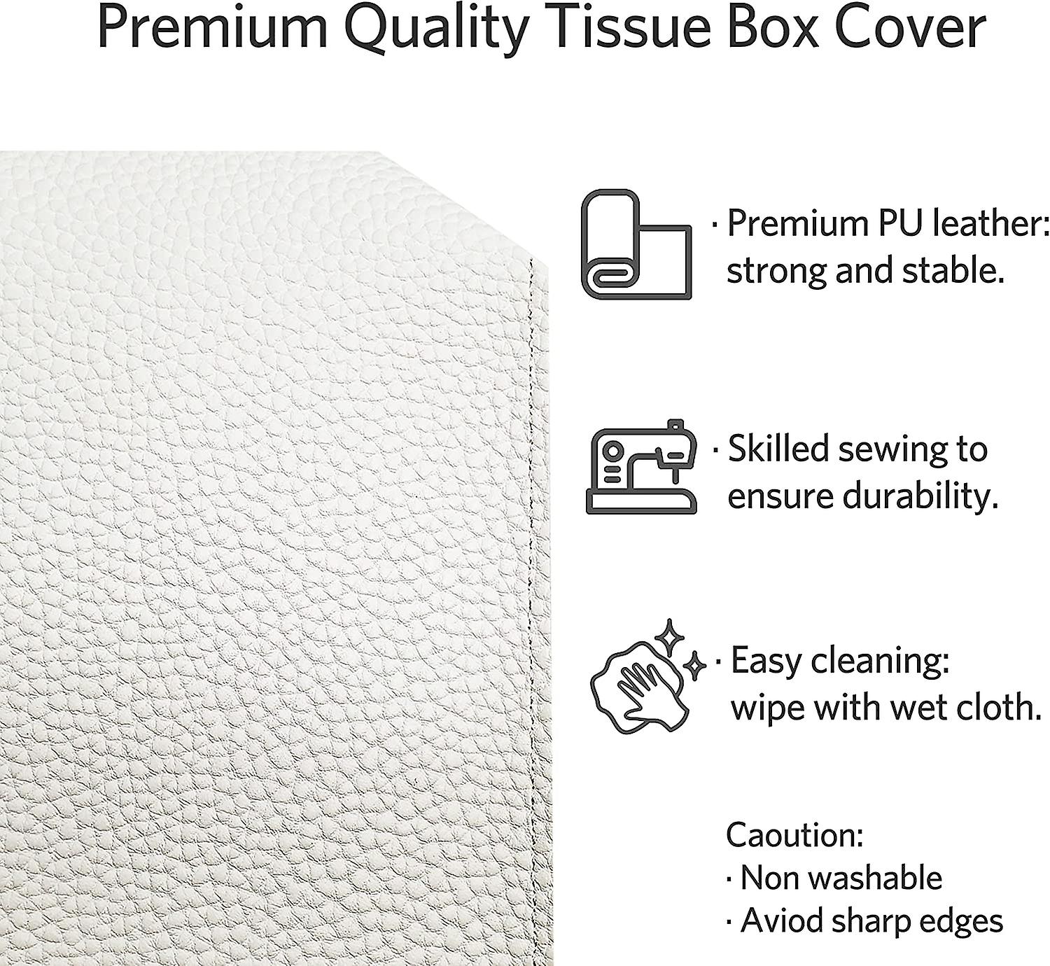 Tissue Box Cover，  Modern Square Tissue Box Organizer， Decorative Pu Leather Facial Paper Holder For Bathroom Vanity Countertop， Night Stand， Bedroom