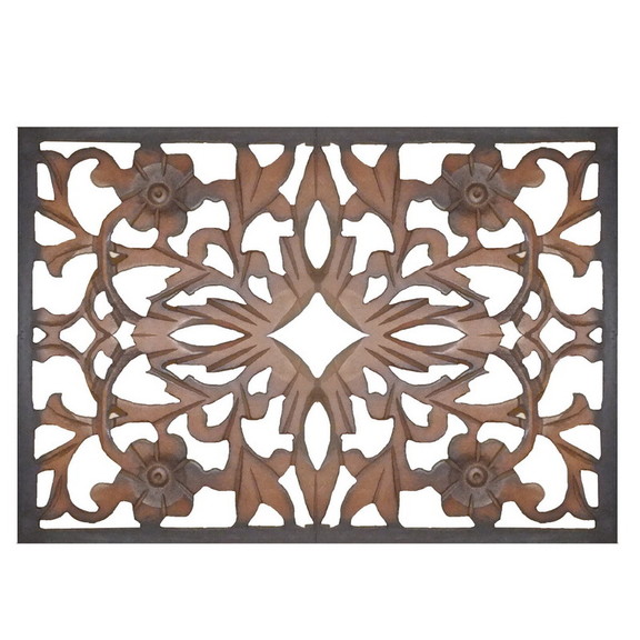 Benjara BM01869 Rectangular Wall Panel with Intric...