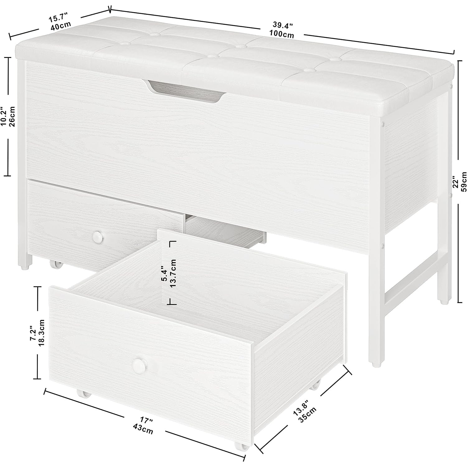 Shoe Storage Bench with Flip Top Toy Box and Drawers