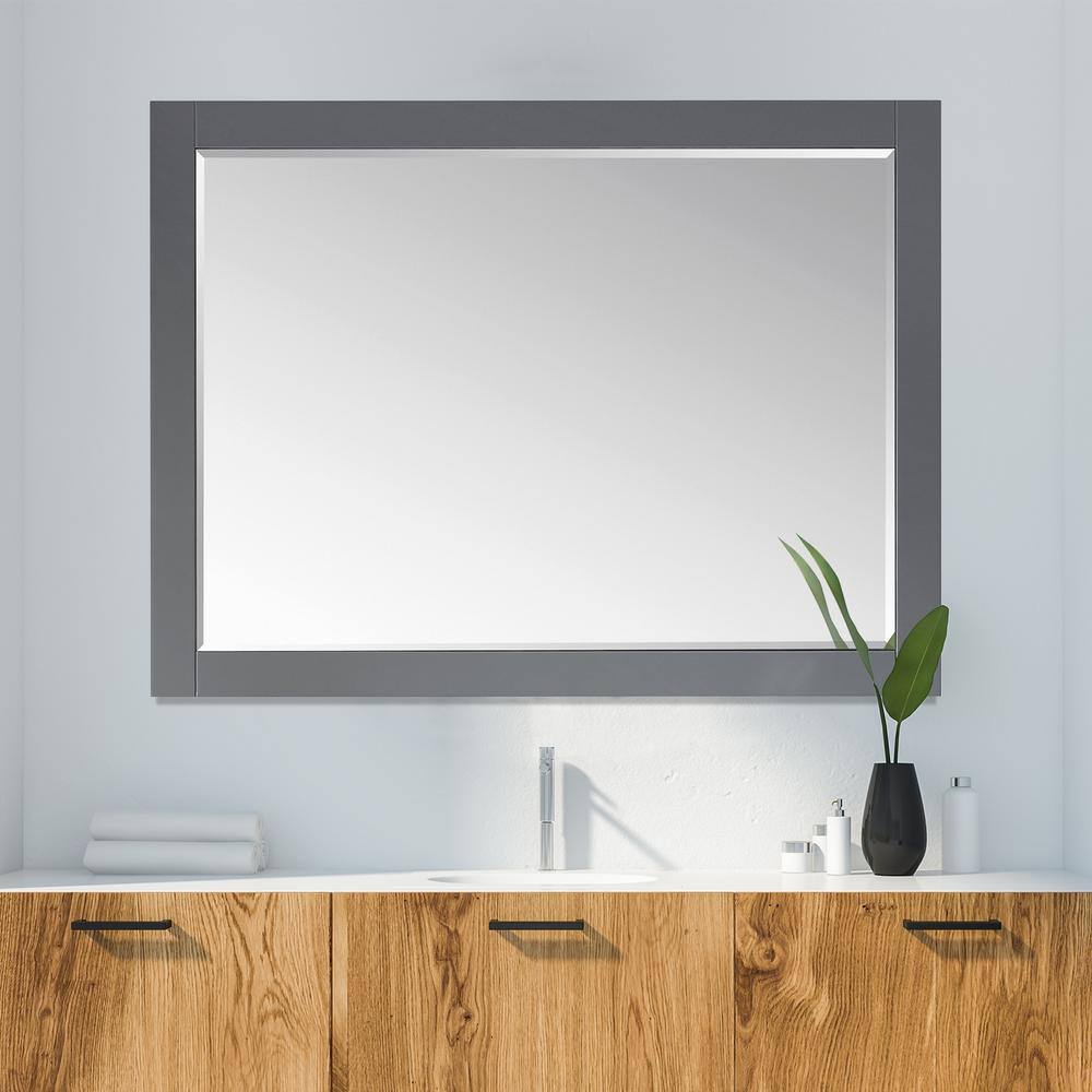 Altair Ivy 48 in. W x 36 in. H Rectangular Wood Framed Wall Bathroom Vanity Mirror in Grey 531048-MIR-GR