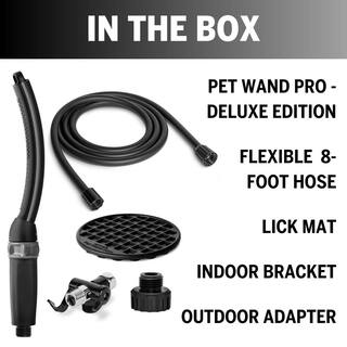 Waterpik Pet Wand 2-Spray Setting Wall Mount Indoor-Outdoor Handheld Shower Head 1.8 GPM 13 in. Dog Shower in Black PPR-255E