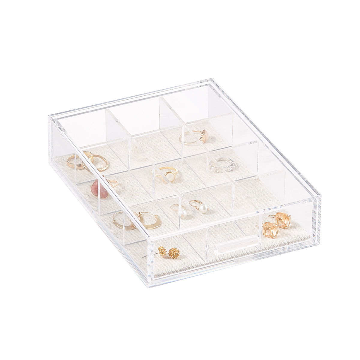 Modular Acrylic Linen Jewelry Drawer System