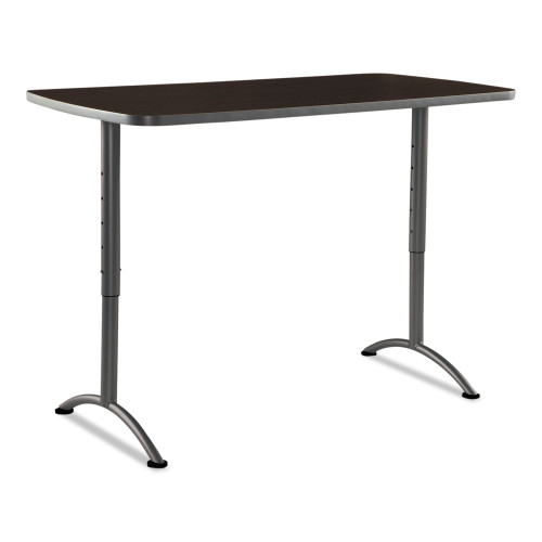 Iceberg ARC Adjustable-Height Table， Rectangular Top， 30w x 60d x 30 to 42h， Walnut/Gray (69314)