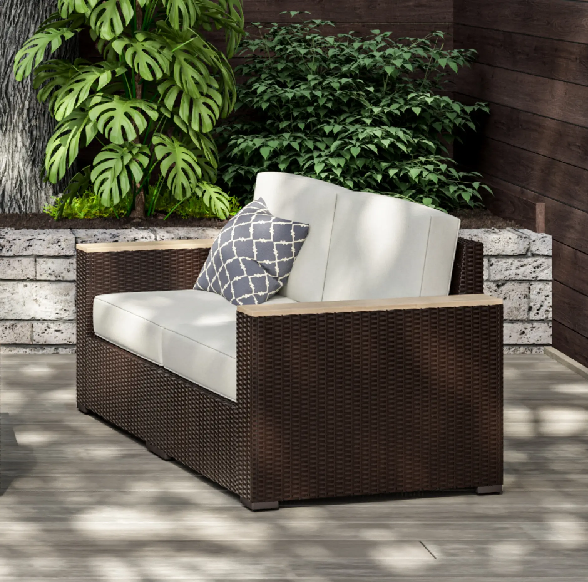 Palm Springs Brown Outdoor Loveseat