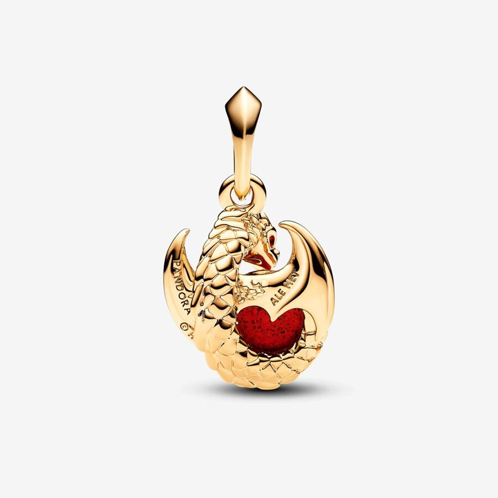 PANDORA  Game of Thrones Dragon Fire Dangle Charm in 14k Gold-plated unique metal blend